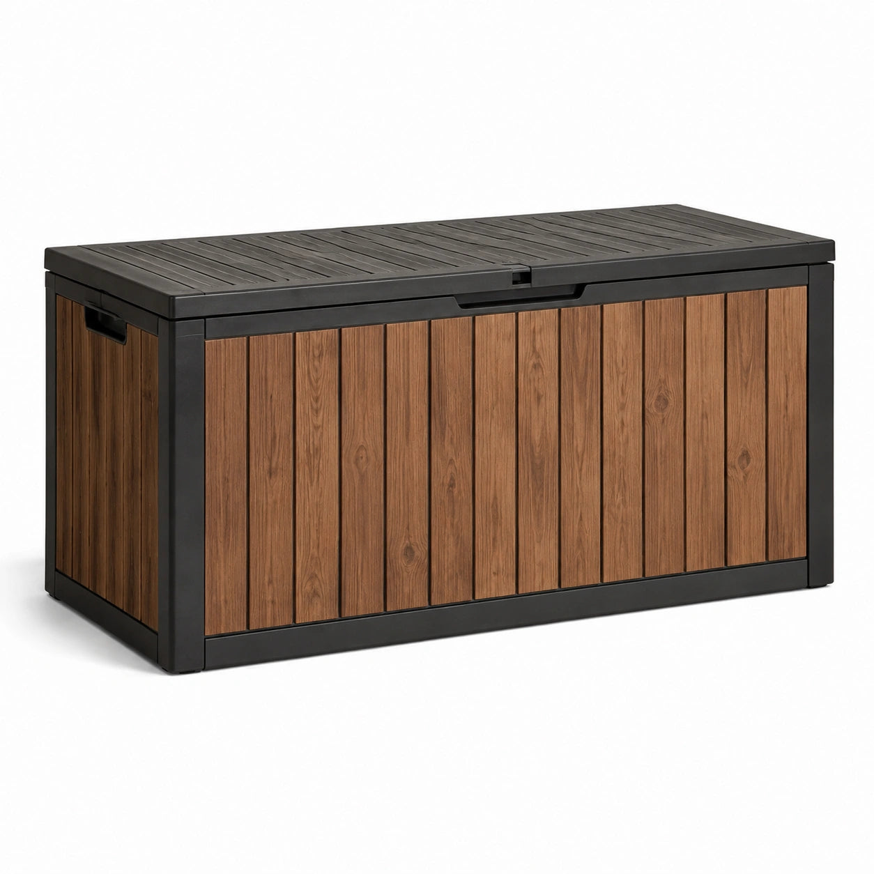 Caja de almacenamiento de resina marrón y negro