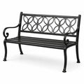 Banco de metal negro con respaldo decorativo 128cm