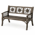 Banco de jardín de metal bronce con respaldo decorativo, 120 cm
