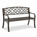 Banco de metal con respaldo decorativo 128 cm bronce