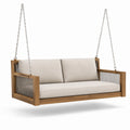 Columpio de madera con cojines de poliéster beige