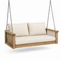 Columpio de madera y cojines beige 200x100 cm