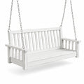 Columpio de madera blanca con cadenas de acero