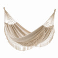 Hamaca de Algodón Beige con Flecos 200x150 cm