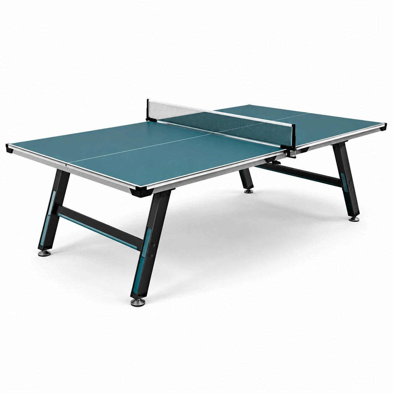 Mesa de ping-pong de madera y acero azul para interiores