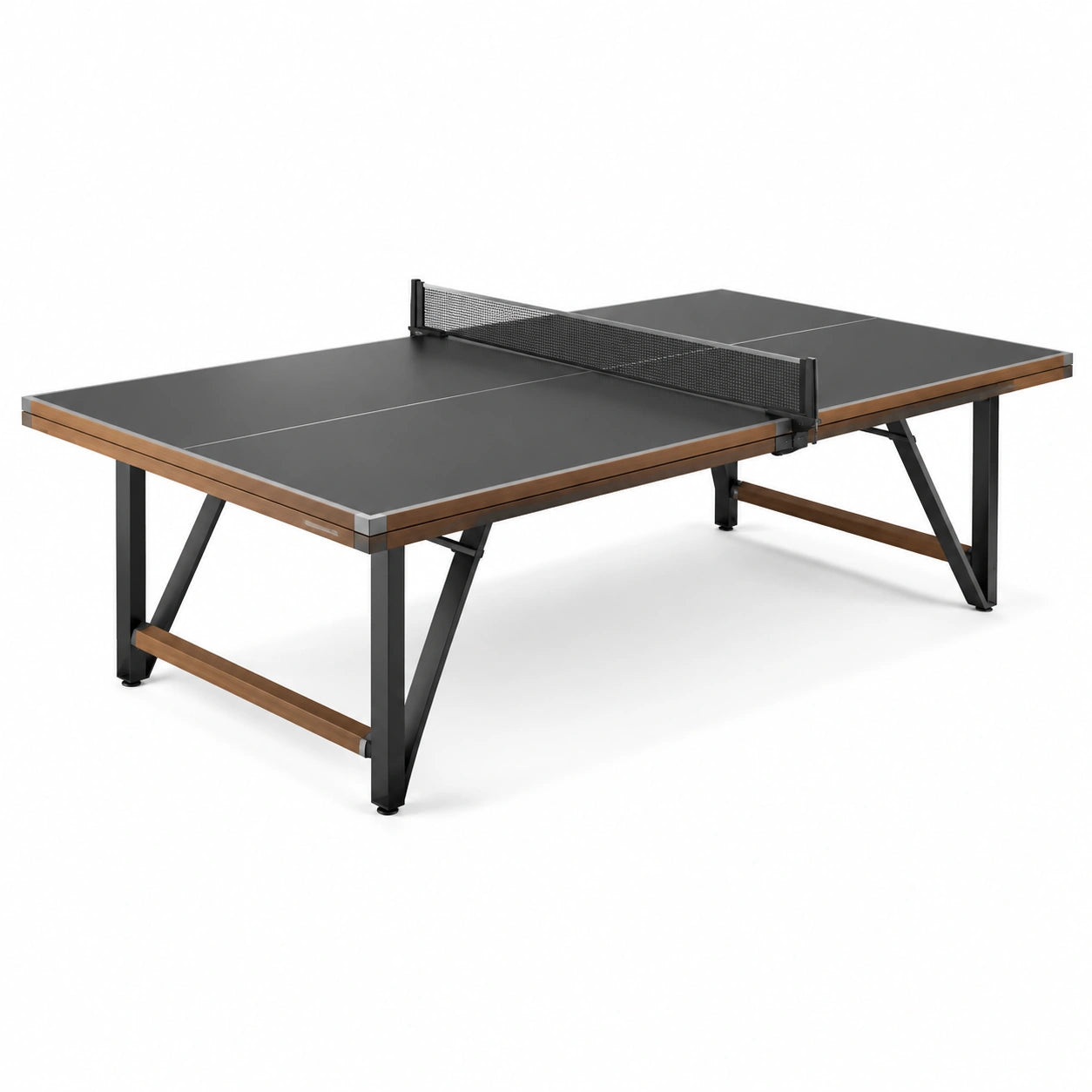 Mesa de ping-pong de MDF y acero negro con red
