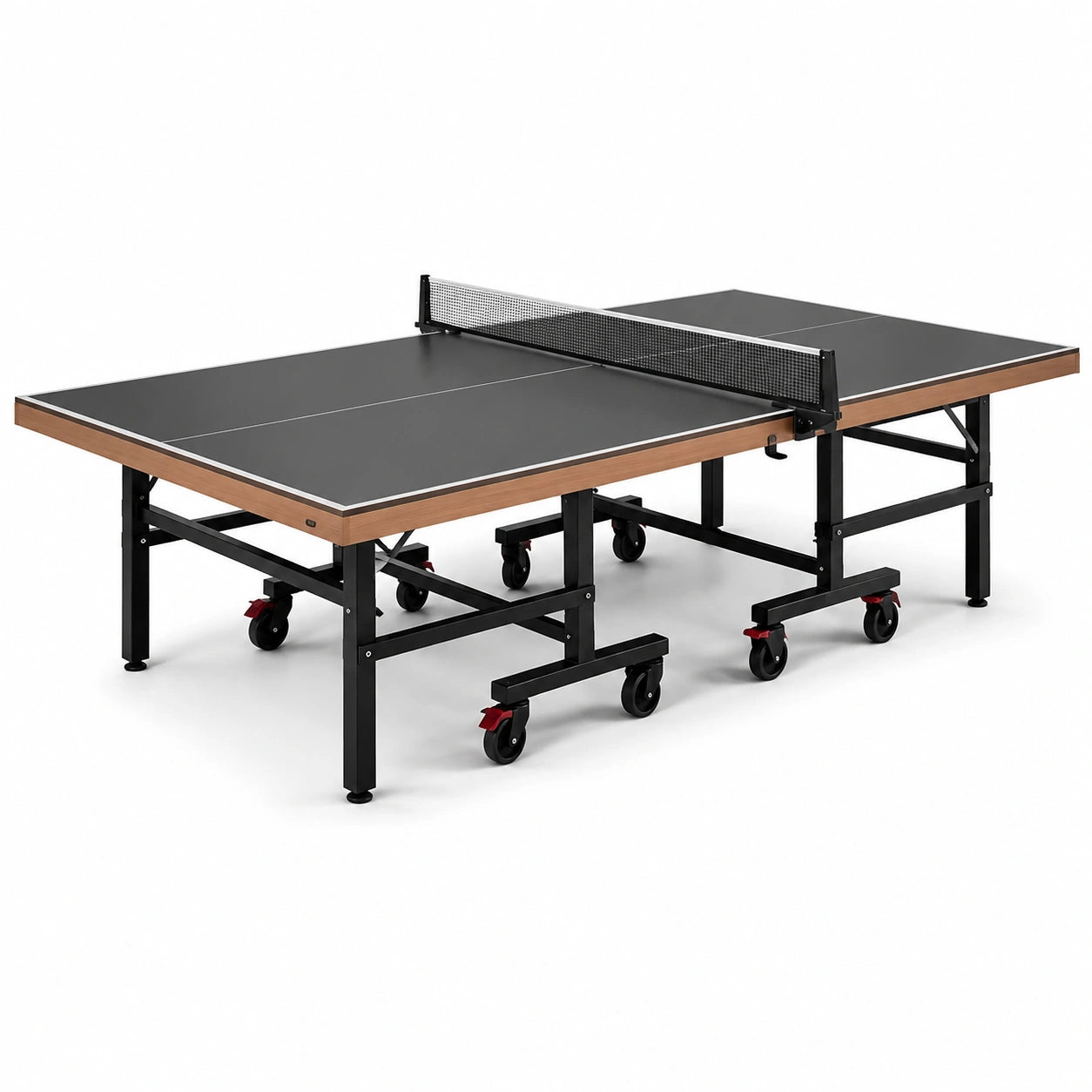 Mesa de ping-pong plegable de madera y metal, color negro